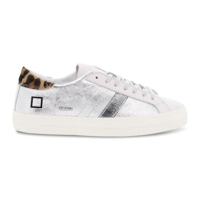 BASKET D.A.T.E. W HILL LOW SLB en stratifi nubuck argent blanc