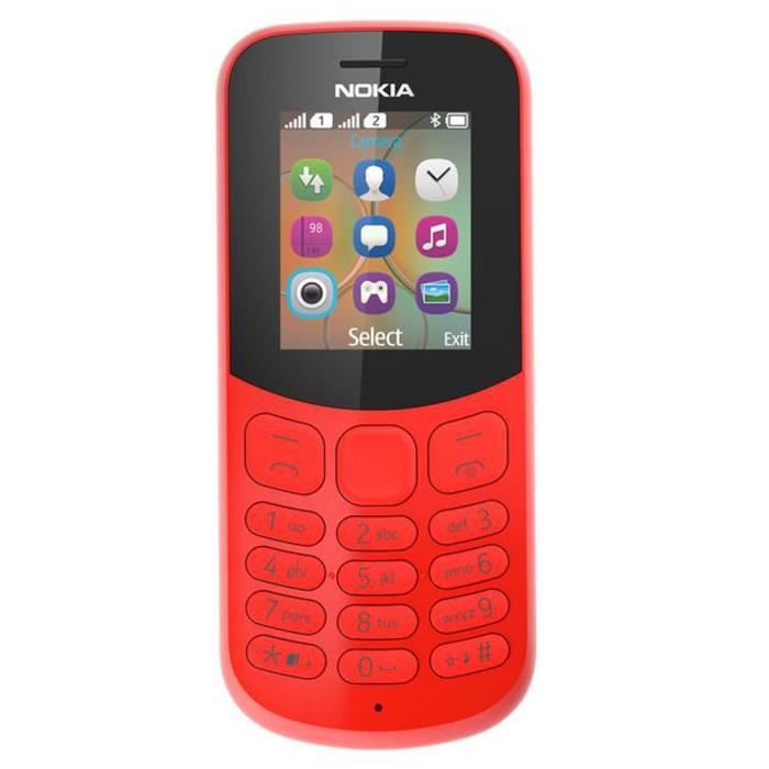 Téléphone mobile Nokia 130 (2017) - Barre - Double SIM - Rouge - Bluetooth - 1020 mAh