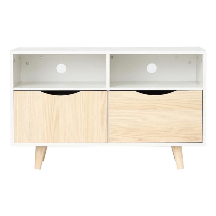90x39x54cm Table Basse Meuble Tv Rangement Scandinave Avec 2