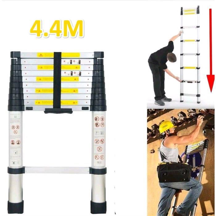 Echelle Télescopique 4.4M Portable et Pliante Aluminium Anti-dérapant ...