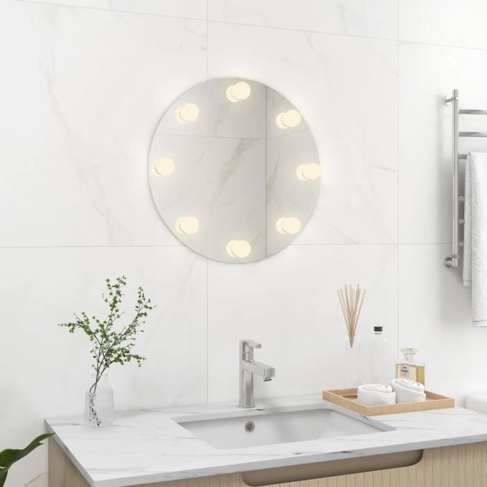 UMR*8120 Miroir mural avec lampes LED Rond Verre