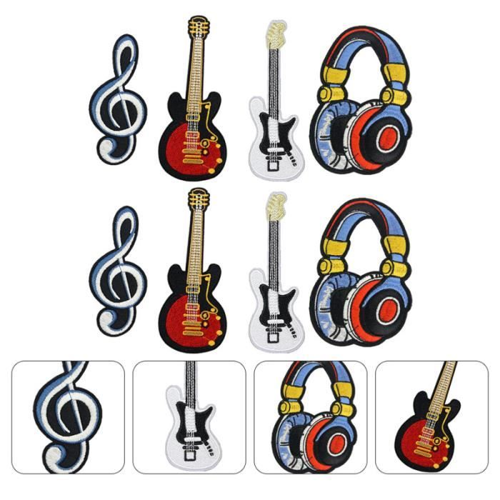 8 PCS NOTES DE MUSIQUE Stickers de guitare Tissu de Broderie deco couture -  renfort - patch thermocollant accessoires de finition - Cdiscount  Beaux-Arts et Loisirs créatifs