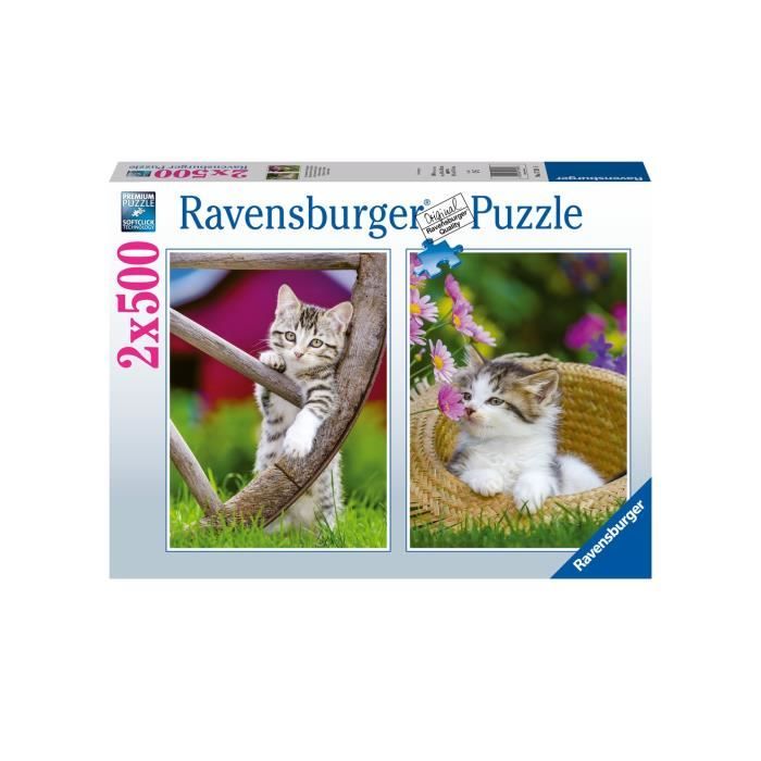 Puzzle 2x500 pièces - Les chatons à la campagne - Ravensburger - Gris - Dès 10 ans