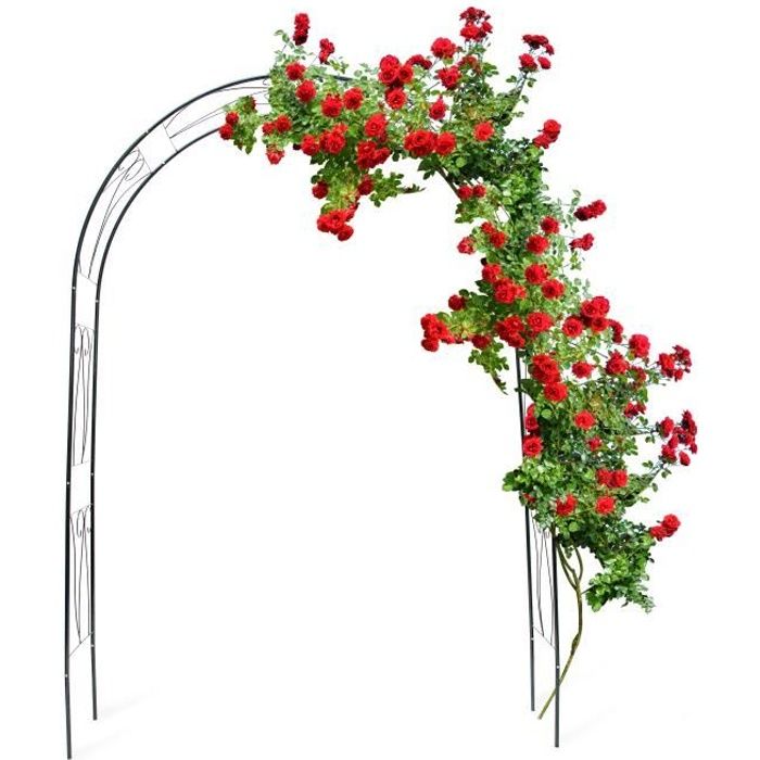Relaxdays Arche à Rosiers tuteur roses arche de jardin arceau rosiers Support Plantes Grimpantes Vert 2,3 m