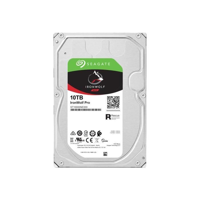 Seagate IronWolf Pro 10 To Disque dur interne NAS HDD – CMR 3 5 pouces SATA 6 Gbits/ 7 200 trmin 256 Mo de mémoire cache pour stockage en réseau NAS RAID services Rescue ST10000NE000 - vue 3