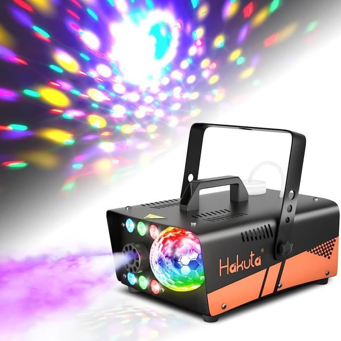 HAKUTA Machine à Fumée Avec Boule Disco Lumineuse Et Lumières LED RGB