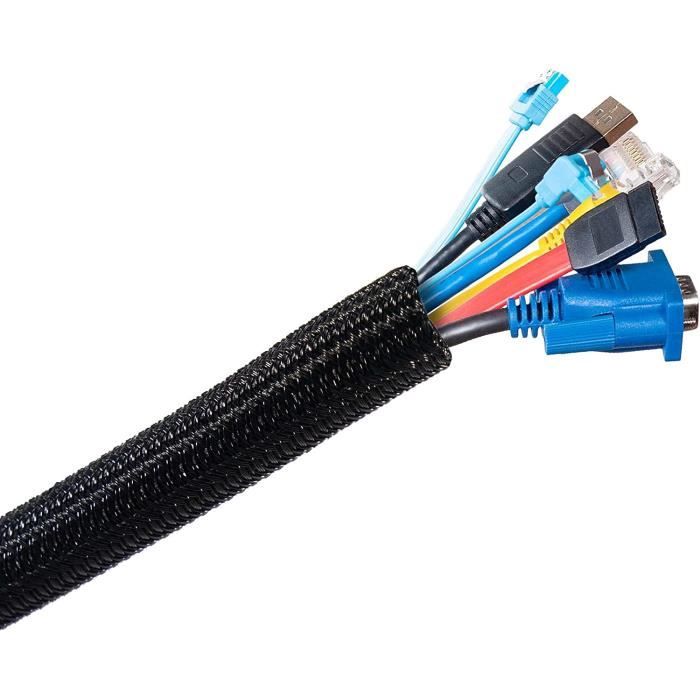 3m Gaine Cable Réglable, Gaine Câble Tressée Diamètre 20 mm, Protege Cable  avec 10 Serre-câbles, Gaine Cable Informatique Electr43 - Cdiscount  Bricolage