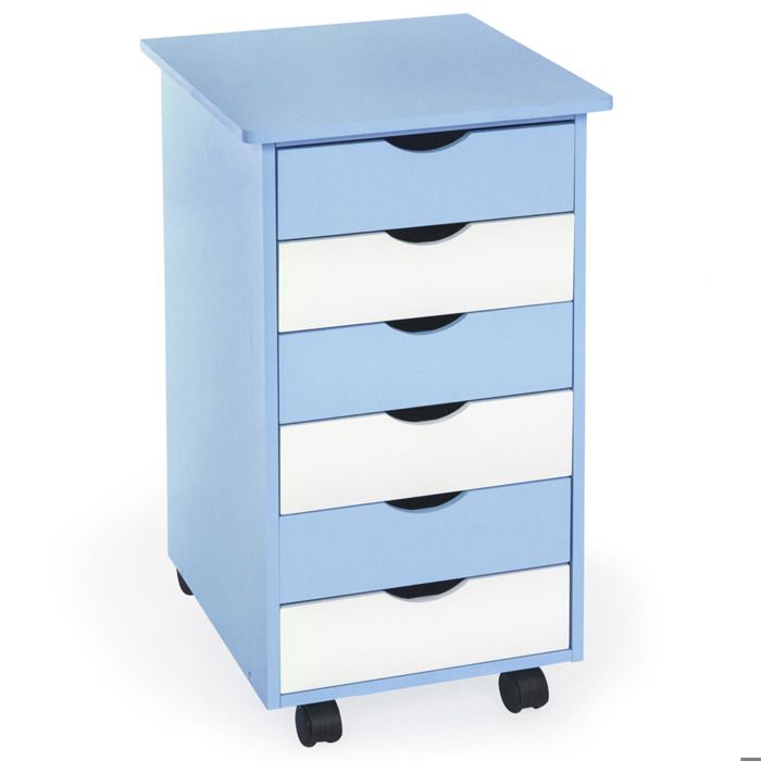 TecTake Caisson à roulettes caisson de bureau métal 6 tiroirs armoire rangement noir 