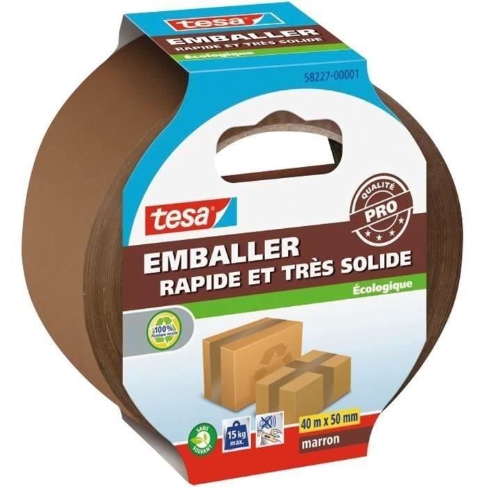 TESA Premium Ecologique Ruban adhésif pour emballer et fermer carton - Marron - 40 m x 50 mm