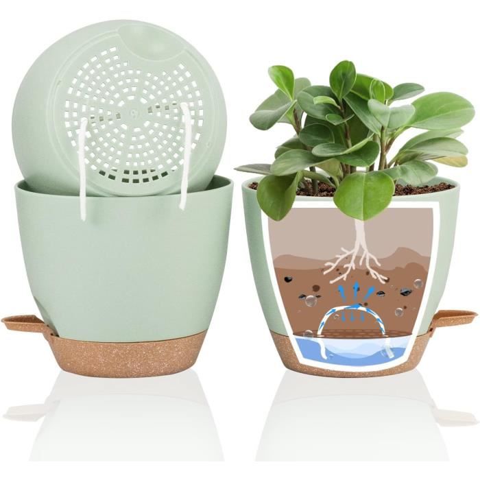 Lot De 3 Pots De Fleurs Suspendus En Plastique Blanc Avec Soucoupe - Diamètre 30.5 Cm, Drainage Automatique, Pour Intérieur/extérieur