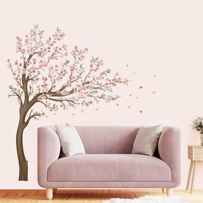 Stickers Muraux Fleurs Rose Noir | Déco Adhésive Salon Chambre | Autocollants Fenêtre