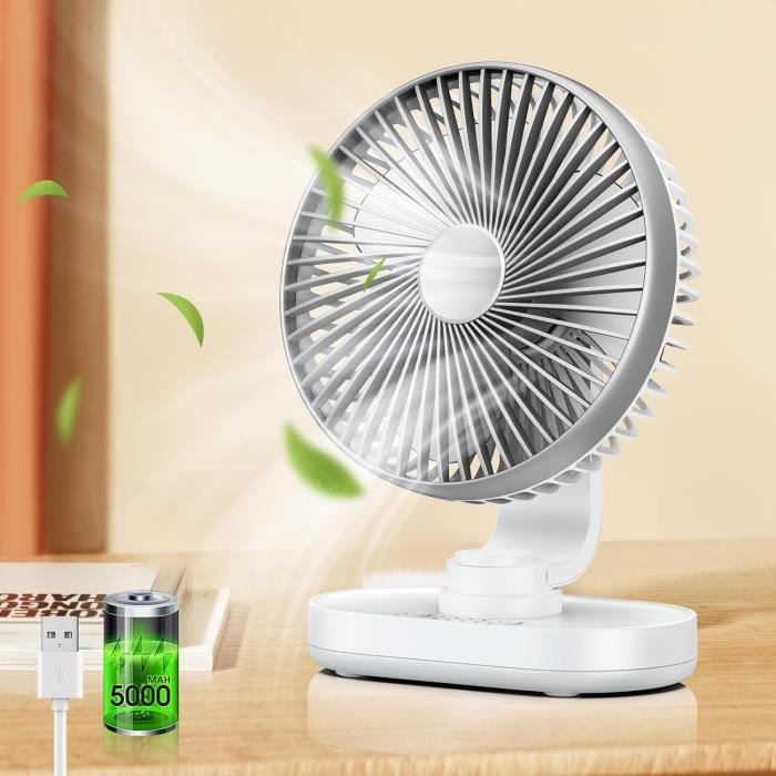Ventilateur Pince MUXIWOM - USB Rechargeable 5000mAh, 5 Vitesses, Rotation 720° - Rose