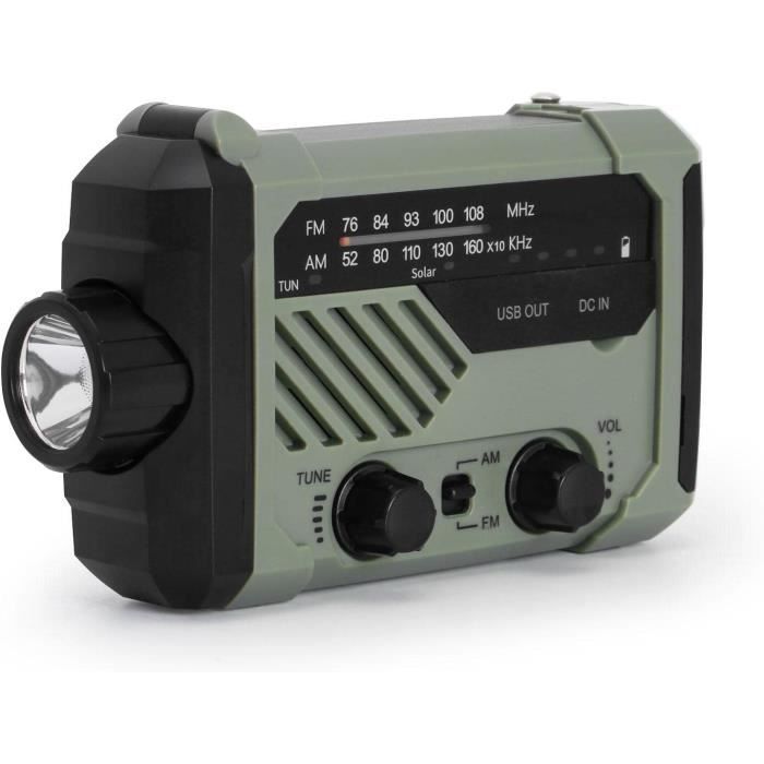 Radio Portable Radio Dynamo ZWOOS 4000mAh - AM/FM/Météo Avec Solaire Et Manivelle - Survivaliste Trousse Toilette Homme