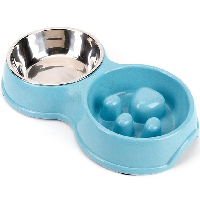 Comparer les prix de Gamelle anti glouton pour chien petite et moyen taille, avec Base Antidérapante, favorise Une Alimentation Saine - Bleu
