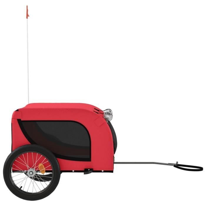 BOH Remorque de vélo pour chien rouge et noir tissu oxford et fer A94006 Bon Matériel