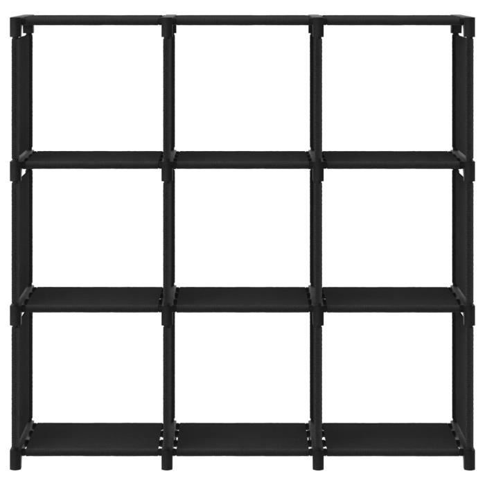 GK Meuble Bibliothèque Étagère daffichage 9 cubes Noir 103x30x1075 cm Tissu A2610