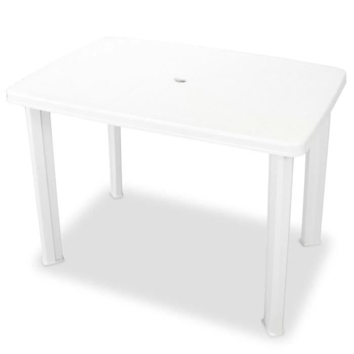 Table de jardin - VIDAXL - 101 x 68 x 72 cm - Plastique - Résistante aux intempéries - Avec trou pour parasol