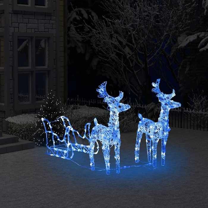 VidaXL Décoration de Noël Rennes et traîneau 160 LED 130 cm Acrylique