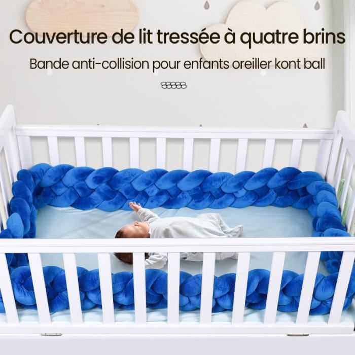 Tour de lit Bebe Protection Enfant 70 cm - Contour de lit bébé Complet  Respirant protège-lit Bord en Mousse Minky Gris Clair