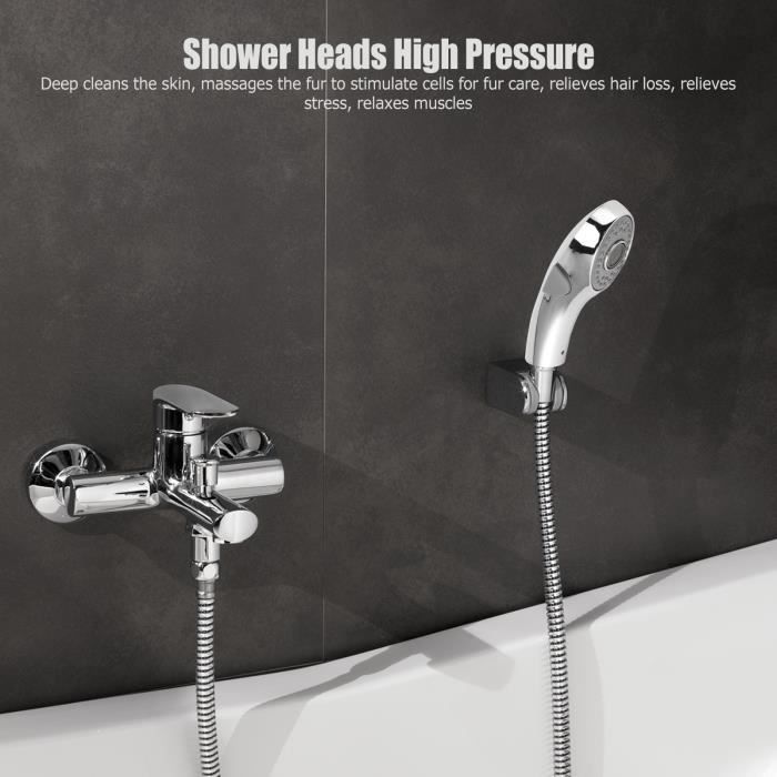 Pommeau De Douche Massant 6 Modes - Avec Tuyau 1,5m - Haute Pression Et économie D'eau - Chrome Noir - 7