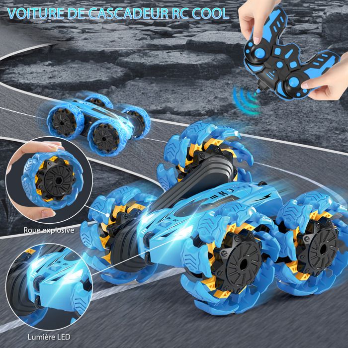 Lehoo Castle Véhicule Amphibie 3-en-1 – Voiture RC, Bateau, Canon à Eau – Pour Enfants 5-10 Ans – 2 Batteries – Portée 40 M – Effets Lumineux – Cadeau Anniversaire
