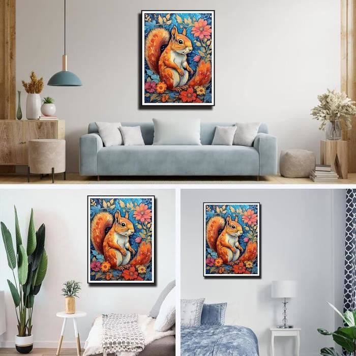 Écureuil Bricolage Diamond Painting 50X70Cm, 5D Diy Diamant Painting Kit Complet, Diamant Strass