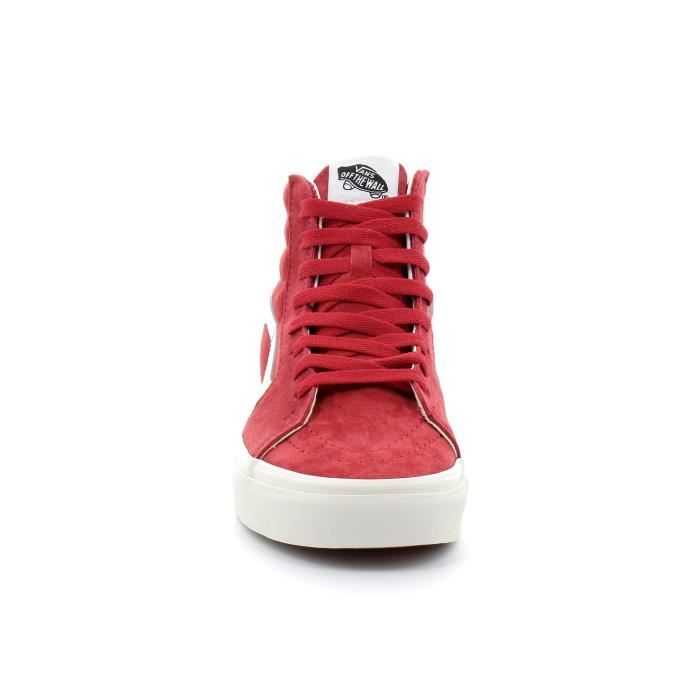 Basket VANS Pig Suede Sk8 Hi Rouge Femme Cuir Lacets Rouge Cdiscount Chaussures