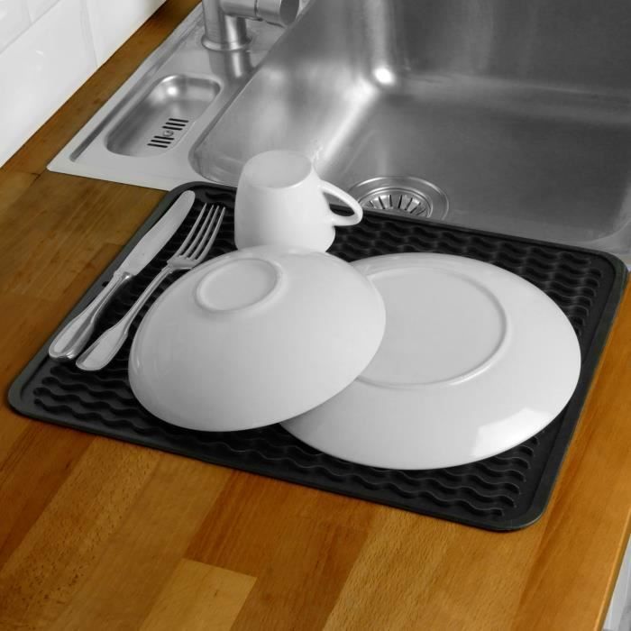 Tapis de séchage vaisselle en Silicone 405x307 mm noir