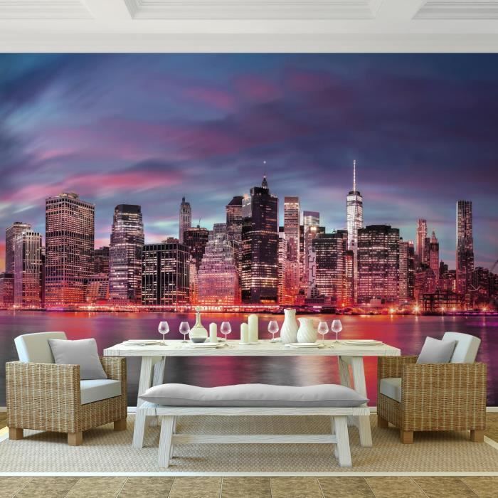 Papier Peint Intissé New York Noir Et Blanc - Runa Art - 11 M² (280x396 Cm), 8 Bandes