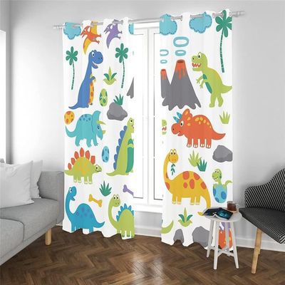 Lot de 2 rideaux de fenêtre à œillets pour enfants imprimés en 3D hibou