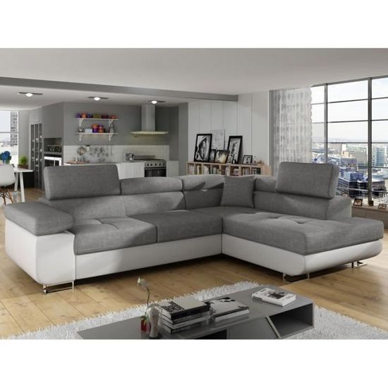 Canape D Angle Droit Convertible Marius 275cm Gris Paris Prix Achat Vente Canape Sofa Divan Cdiscount
