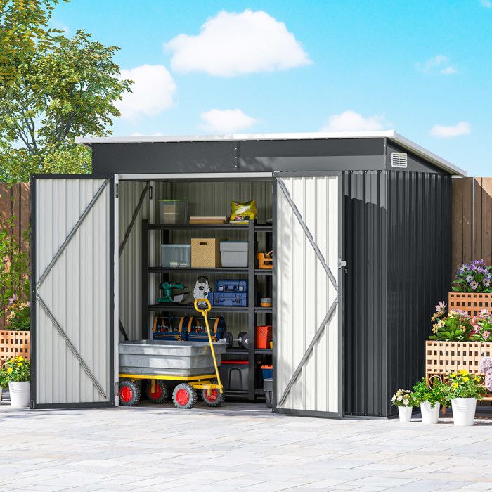 abri-de-jardin-outsunny-triple-porte-verrouillable-toit-inclin