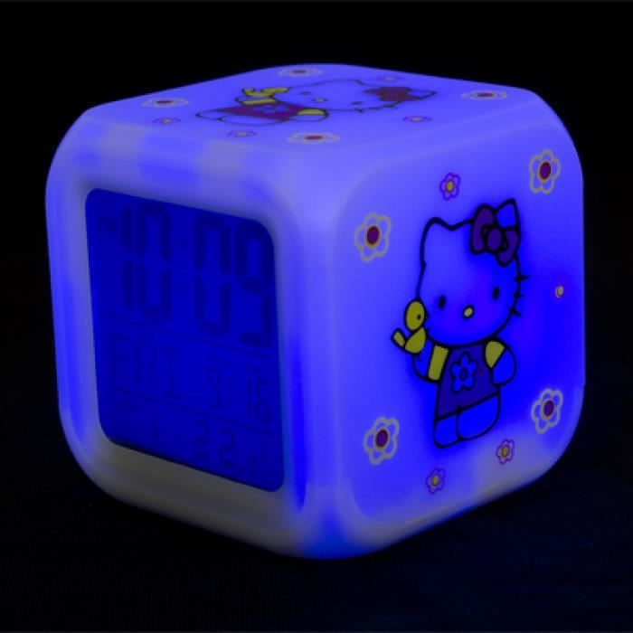 Réveil Lumineux Hello Kitty - Affichage Heure, Date, Température - USB/Piles