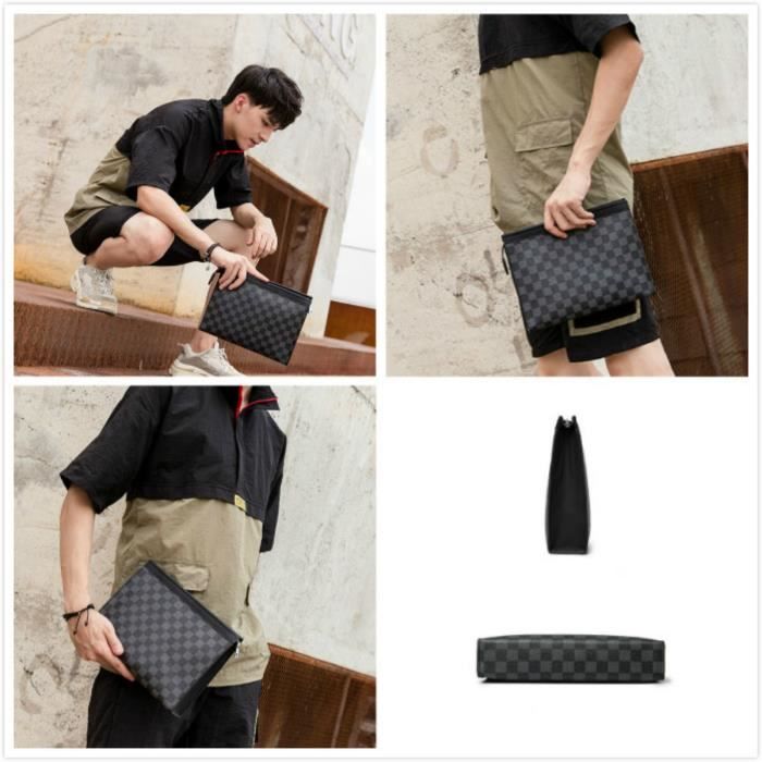 Sac A Main De Cuir Homme Sac De Poignet Pochette Document Grand Zippee Portefeuille Sacoche 1Pcs Cdiscount Bagagerie Maroquinerie