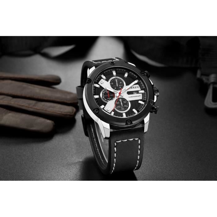 CURREN 8308 Mode Montre Homme Top Marque De Luxe Montre Homme Business Quartz Montre Homme Achat vente montre Homme Adulte Noir Cuir Cdiscount