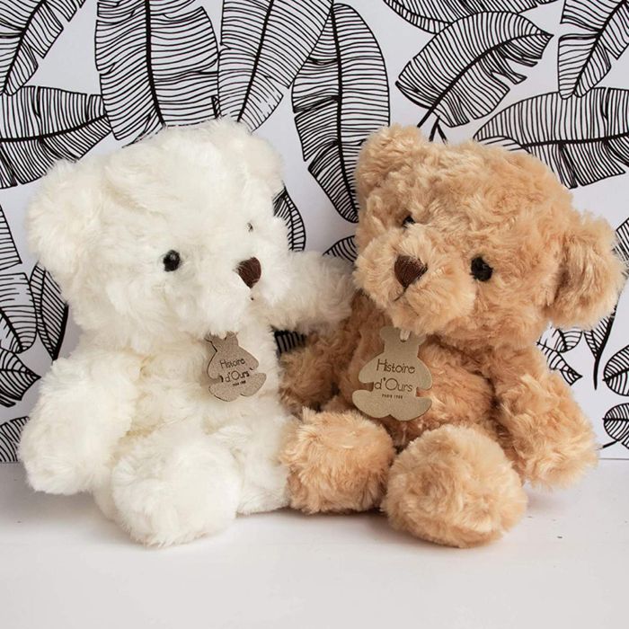 Peluche Nounours Ours Jaune Et Blanc - 25 Cm - Vintage Années 80