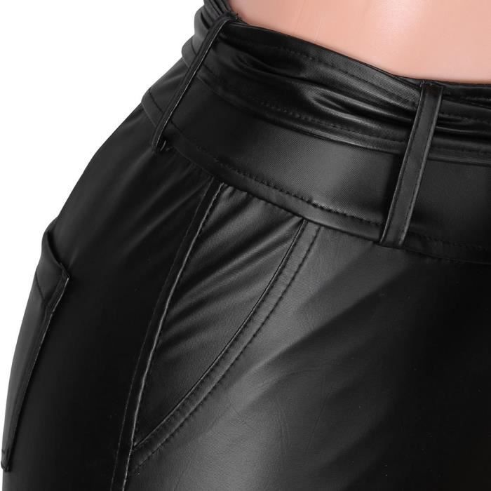 Femmes Grande Taille Taille Haute Slim Pantalon En Cuir Stretch Pantalons  Casual Noir Noir - Cdiscount Prêt-à-Porter
