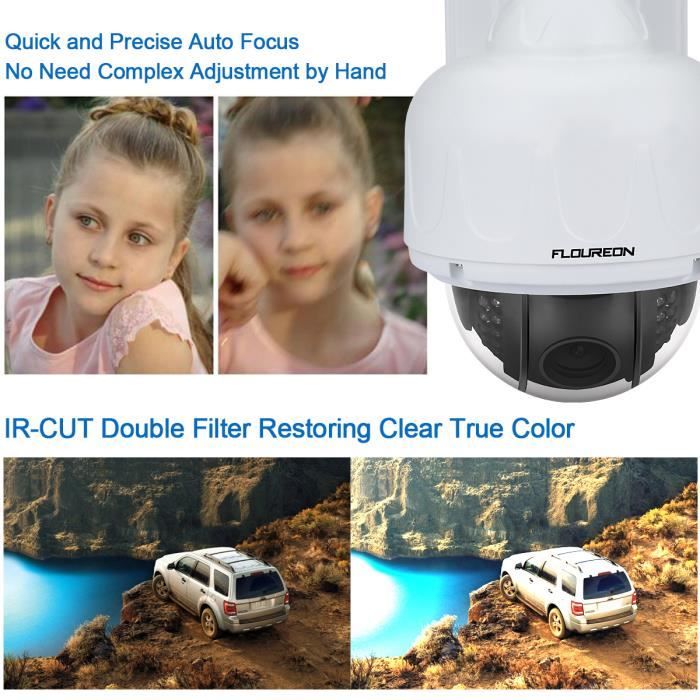 FLOUREON 1080P Wifi Cam ra IP D me PTZ Wireless 2.8 12mm H.264