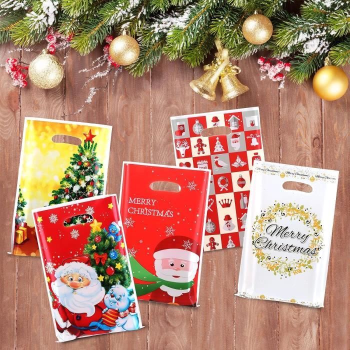 60 Pcs Sacs de Noël pour Chocolats Biscuits Bonbons, Père Noël Sacs de Cadeaux  Noël 25 x 16,5 cm Pochette[S419] - Cdiscount Beaux-Arts et Loisirs créatifs