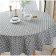 150CM Nappe de Table Ronde Colorée Tissu Nordique Polyester Coton Linge Ménage Jardin à Manger Vaisselle Plaine Cuisine Gris-3