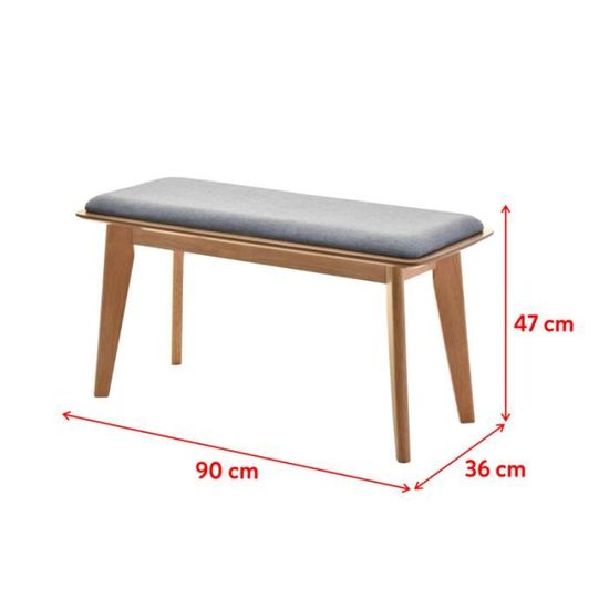 Banc Design Banc En Bois Pilar 90 Cm Gris Bois Du Chene Pieds En Bois Massif Assise En Tissu Style Scandinave Achat Vente Banc Gris Cdiscount