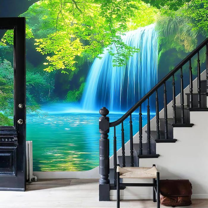 Vagues 3D géométrie escalier décoration vinyle adhésif escalier Riser panneaux escaliers contremarches autocollant murale Photo murale autocollant papier peint en vinyle amovible - France