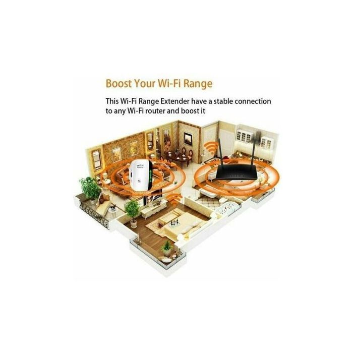 Amplificateur WiFi 300 Mbps – Répéteur Signal Jusqu'à 120 M², Port Ethernet, Compatible Toutes Box