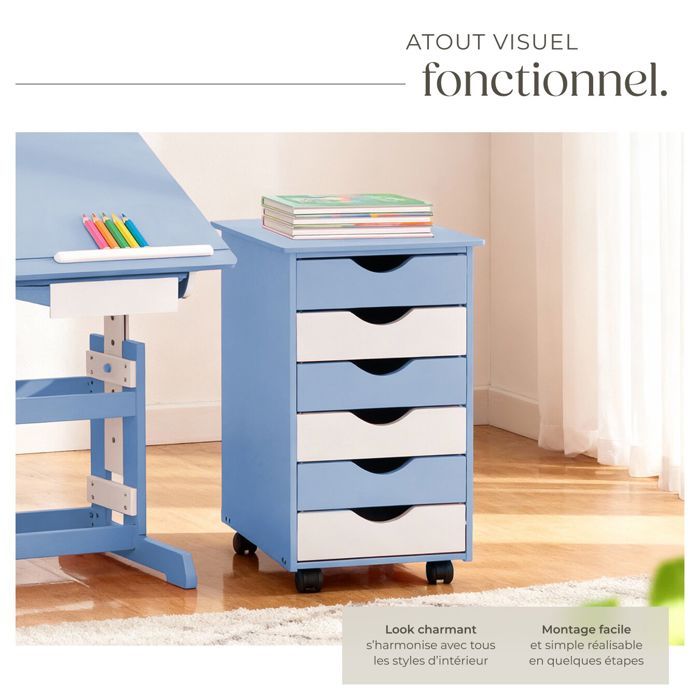 Caisson De Bureau Avec 6 Tiroirs - Rangement Malin