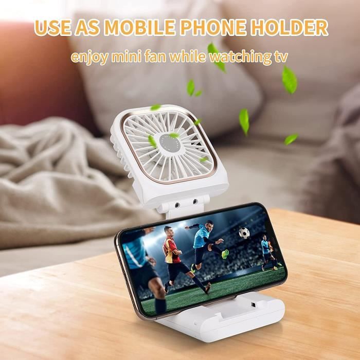 QUEENYARD Ventilateur Portable Pliable – Rechargeable USB, 3 Vitesses, Batterie 5000 MAh, Pour Bureau/voyage - 11
