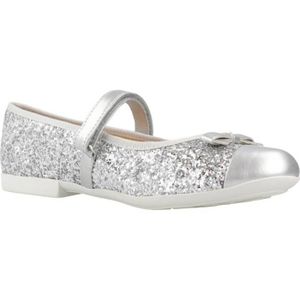 Chaussures Plates Justice Fille Pointure 6 - Paillettes Argentées Sur Blanc - Excellent état