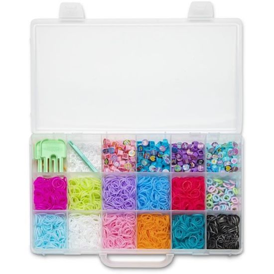 Rainbow Loom Beadmoji Deluxe – Coffret Fabrication De Bracelets Elastiques Et Perles Loisir Creatif Contient 2200 Elastiques 340 Perles Avec Motifs
