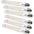 6X  E27 T30 Long Tube LED Ampoule 4w Tubulaire E27 40w Edison Filament 400lm Blanc Chaud 2700k t30 -225 Non Dimmable AC220-240V-0