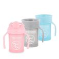 Twistshake Lot de tasses à bec pour bébé - 3 pcs - Gobelet entraînement - Enfants - Biberons étanches - Sans BPA - 4m+ - Rose bleu-0