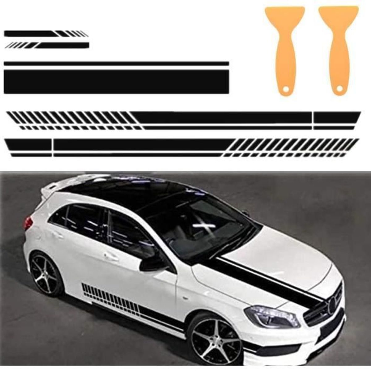 5 Pcs Autocollant De Bande De Capot De Voiture Décalque Graphique ...